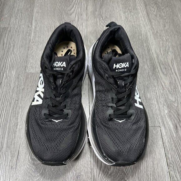 Hoka One One Mens Bondi 8 1123202 BWHT Black Running Shoes Sneakers Size 8.5 D main image 8